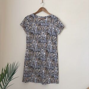 Jude Connally Batik Elephant Print Shift Dress Small NEW NWT Classic Preppy